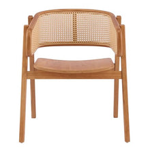 Christopher Knight Home Dashin Rustic Dining Chairs Set of 6, Wooden Dining Chair with Curved Rattan Backrest, Rubberwood Frame Kitchen Chairs with Armrest, Extra Seat for Dining Room, Natural