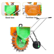 Hand-Push Roller Seeding, Precision Garden Seed Planter Spreader, Double-Column Planting Design, Double-Column Planting Design, with Adjustable Planting Depth,for Small Gardens(Double 16-Hole)