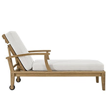 Modway Marina Premium Grade A Teak Wood Outdoor Patio Chaise Lounge Chair Natural White