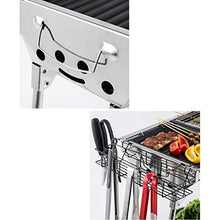 NEWCES Barbecue Desk Outdoor Stainless Folding BBQ Grills Picnic Barbecue Rack Grill Charcoal Stove Picnic Accessories Suitable for 3-6 Person，Silver Tabletop Barbecue