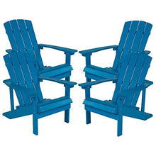 Flash Furniture Charlestown Poly Resin Adirondack Chair Set of 4 Blue