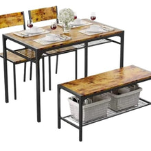 FURUIM2024M Dining Table Kitchen Table 2 Chairs for 4 Bench 4 Piece Dining Table Set for Small Space Apartment Table and Chairs Dining(Rustic Brown)