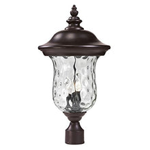 Z-Lite 533PHB-RBRZ Armstrong Outdoor Post Light with Aluminum Frame, Bronze Finish and Clear Water Glass Shade of Glass Material