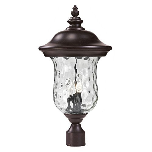 Z-Lite 533PHB-RBRZ Armstrong Outdoor Post Light with Aluminum Frame, Bronze Finish and Clear Water Glass Shade of Glass Material