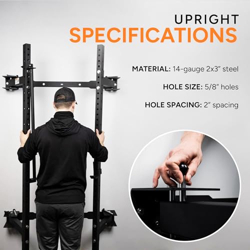 PRx Performance Wall Mounted Folding Power Squat Rack Black