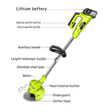 Lawn Mowers Small Lawn Mower Household Electric Multifunctional Lawn Mower Lithium Battery Long-Lasting Garden Lawn Trimmer Convenient Lawn Mower (Green Battery*1) (Green Battery*2)