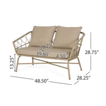 Hassyee PE Rattan Outdoor Loveseat with Iron Frame and Wicker Woven Backrests and Armrests for Poolside, Balcony, Patio 2-Seater Couch with Removable&Washable Cushions for Lawn, Garden