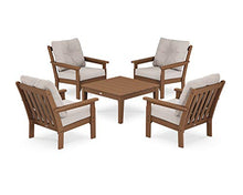 POLYWOOD® Vineyard 5-Piece Deep Seating Conversation Set in Teak/Dune Burlap