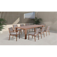 Afuera Living Outdoor Patio Dining Table, 108" W x 40" D x 30" H, Aluminum Frame with Teak Wood Look, Contemporary Design, Durable Outdoor Furniture for Backyard, Garden, or Deck Dining Spaces
