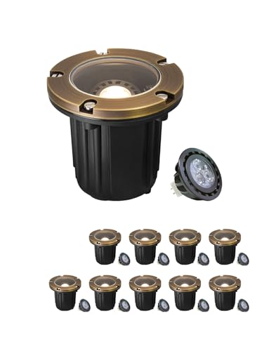 MALORY Low Voltage Landscape Well Lights, (φ126 mm) Brass Top Cover