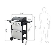 3-Burner Propane Gas BBQ Grill,With Wire Enamel Cooking Grids/Foldable Side Table, For Outdoor Barbecue