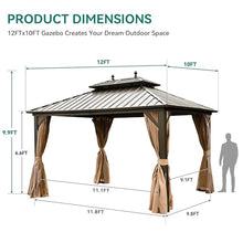 YITAHOME 10x12ft Hardtop Gazebo with Nettings and Curtains Bronze