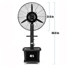 DMVWJR 26 In/30 In Misting Fan Cooling Mister Fan Floor Fan With 42L Capacity Tank Moving Outdoor Tower Fan Large Pedestal Fan For Patio Outside Restaurant Garage Gym Factory Workshop(30 in)