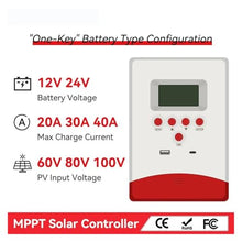 20A 30A 40A MPPT Solar Charge Controller 12V 24V Solar Panel Regulator LCD Display Max PV 100VDC Charging Controller(40A)