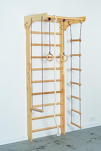 Generic Wooden Sport Swedish Ladder with Pull Up Bar - Fixed Pull Up Bar