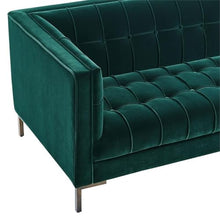 Steve Silver Isaac Stitch Green Velvet Button Tufted Loveseat