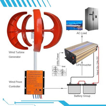 CLPYING 16000W Vertical Wind Turbine Kit, 12V 24V 48V Wind Turbines Generator, 5 Blade Portable Wind Turbine Generator Kit, Electromagnetic Electricity Producer Equipment, Wind Power(Red,48V)