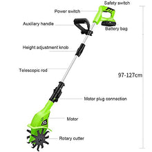 Vdniduir Tiller Rotavator Cordless,Portable Electric Hand Tiller,Hand Held Soil Cultivators, 97-127cm Adjustable Handle, for Gardens
