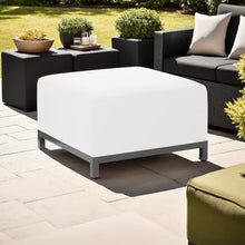 Howard Elliott Axis Patio Ottoman with Cover, Upholstered Footstoll Coffee Table Ottoman Bench, Seating Futniture for Both Indoor & Outdoor Home and Office, Titanium Frame, Seascape Natural