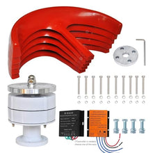 12000W No Noise Vertical Wind Turbine Generator, 12V 24V 48V 110V 220V Portable Vertical Wind Power Turbine Generator Kit with Controller for Homeuse Residential,Red24V
