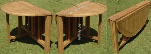 TeakStation Grade-A Teak Wood 48" Round Butterfly Outdoor Patio Dining Table #TSDT48