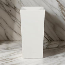 Benzara 32 Inch Tall Tapered Barrel Planter Vase with Hidden Insert White