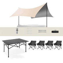 Lshtshf Picnic Folding Table and Bench Set Camping with Canopy Shade Beach Chair for Patio Backyard with Metal Frame(Black,150 x 69 x 50 cm)