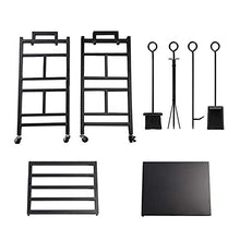 Katzowen 2 Tiers Heavy Duty Wood Storage Holder with Wheels and Tools Sets