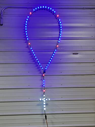 Traditional Shaped LED Lighted Outdoor Rosary - White Cross