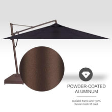 Treasure Garden AKZ PLUS Cantilever Umbrella 10'x13' Rectangular Obravia Navy Canopy and Bronze Frame with Stationary Base