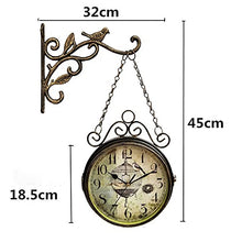 Outdoor Garden Wall Clock, Double Sided Station Wall Clock Antique-Look Bracket Garden Clock Waterproof Outdoor Clock Indoor Outdoor Decoration