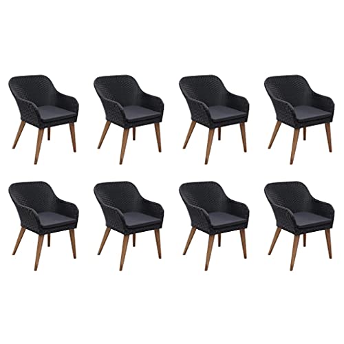 AMBERARD Outdoor Dining Set Black and Dark Grey Furniture Set