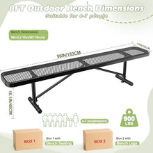 Heavy Duty Outdoor Metal Garden Park Bench, Steel Picnic Bench, Metal Mesh Outdoor Bench Porch Chair for Garden, Lawn, Patio, Porch, Park, Yard