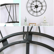 PPXCZZ 76cm Large Retro Silent Wall Clock, Black Wrought Iron Vintage Roman Numerals, No Ticking, Indoor Outdoor Garden Decor(Type a)