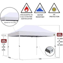 Eurmax USA 10x15ft Pop Up Canopy, Commercial Instant Tent for Outdoor Events, Patented No-Tip Rolling Storage Bag with 4 Sandbags,UV & Water Resistant,Heavy Duty Portable Shelter Gazebo,White