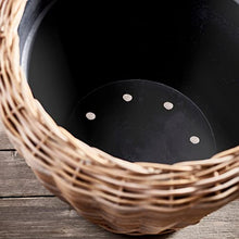 Woven Dry Basket Planter 26.75" Brown Round Rattan