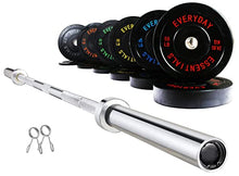 BalanceFrom Color Coded Olympic Bumper Plate Set with Barbell 370LB Black