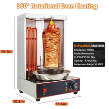Kindevieft 3000W Commercial Shawarma Machine, Doner Kebab Machine, Vertical Rotisserie Oven Grill, Gyro Rotisserie Machine, Electric Vertical Broiler with 2 Burners for Meat Chicken