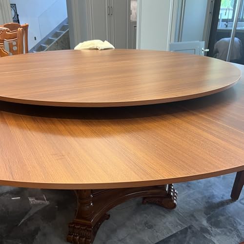 Innovz Foldable Table Top with Bifold Turntable, Wooden Round Tabletop 130~170 Cm, Temporary Replacement Dining Top No Leg, Fold-in-Quarter Bottom Banquet Desktop(Yellow,1.1m/43in+1.7m/67in)