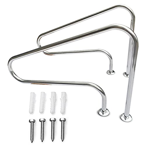 Pool Hand Rail Easy Mount Hand Grab Rail Stainless Steel Swimming Pool Stair Rail w/Base Plate - 1 PCS
