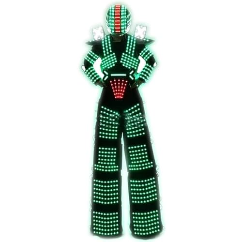 Gracecolorlife LED Robot Costume RGB Helmet Stilts Walker Suit Black (L)