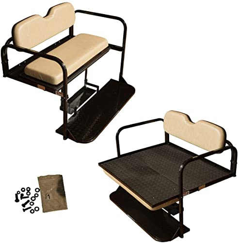 Performance Plus Carts EZGO RXV Golf Cart Flip Folding Rear Seat Kit Stone Black