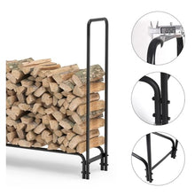 EliteBloom Heavy Duty Adjustable Metal Firewood Rack for Outdoor Use 12ft Length Sturdy Log Holder and Wood Stacker for Firewood Storage and Organization,
