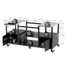 Heavy-Duty Outdoor Grill Cart for Kamado Style BBQ Grills, Steel Barbecue Table with Tool Storage Shelf and Wheels (Black + Silver + Metal + Stainless Steel)