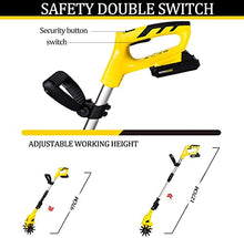 JKSVTF Cordless Tiller, 20V Garden Tiller, Adjustable Electric Tiller, (Yellow)
