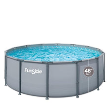 Funsicle Oasis Above Ground Metal Frame Swimming Pool Set – with FB1200S AutoSkimmer Pump, Ladder, Cover, Cloth & Deluxe Maint. Kit, 14' x 48", Round, Gray
