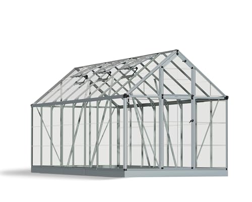 Palram - Canopia Snap & Grow 6 Ft. x 16 Ft. Greenhouse Kit Hobby DIY Walk In Green House Heavy Duty Polycarbonate, Aluminium Frame, with Lockable Door and Vent for Outdoors, Garden, Backyard In Silver