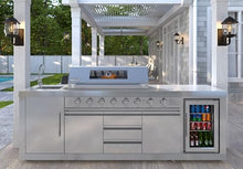 KoolMore Reserve Outdoor Kitchen Island with 6 Burner Grill and a Side Burner, Sink, Storage Cabinet and Beverage Refrigerator, CSA Listed in Stainless-Steel