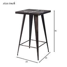 XIONGGG Metal Bar Table Set, Distressed Rectangular Bar Table and 2 Low Back Stools, Industrial Metal Barstools with Counter Height Table for Indoor Outdoor Use Golden Black 23.6L*23.6W*41.3H inches