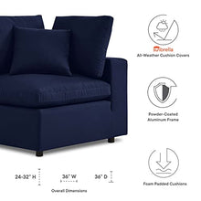 Modway Commix Outdoor Patio Sunbrella® Sectional Sofa Corner Chair in Navy